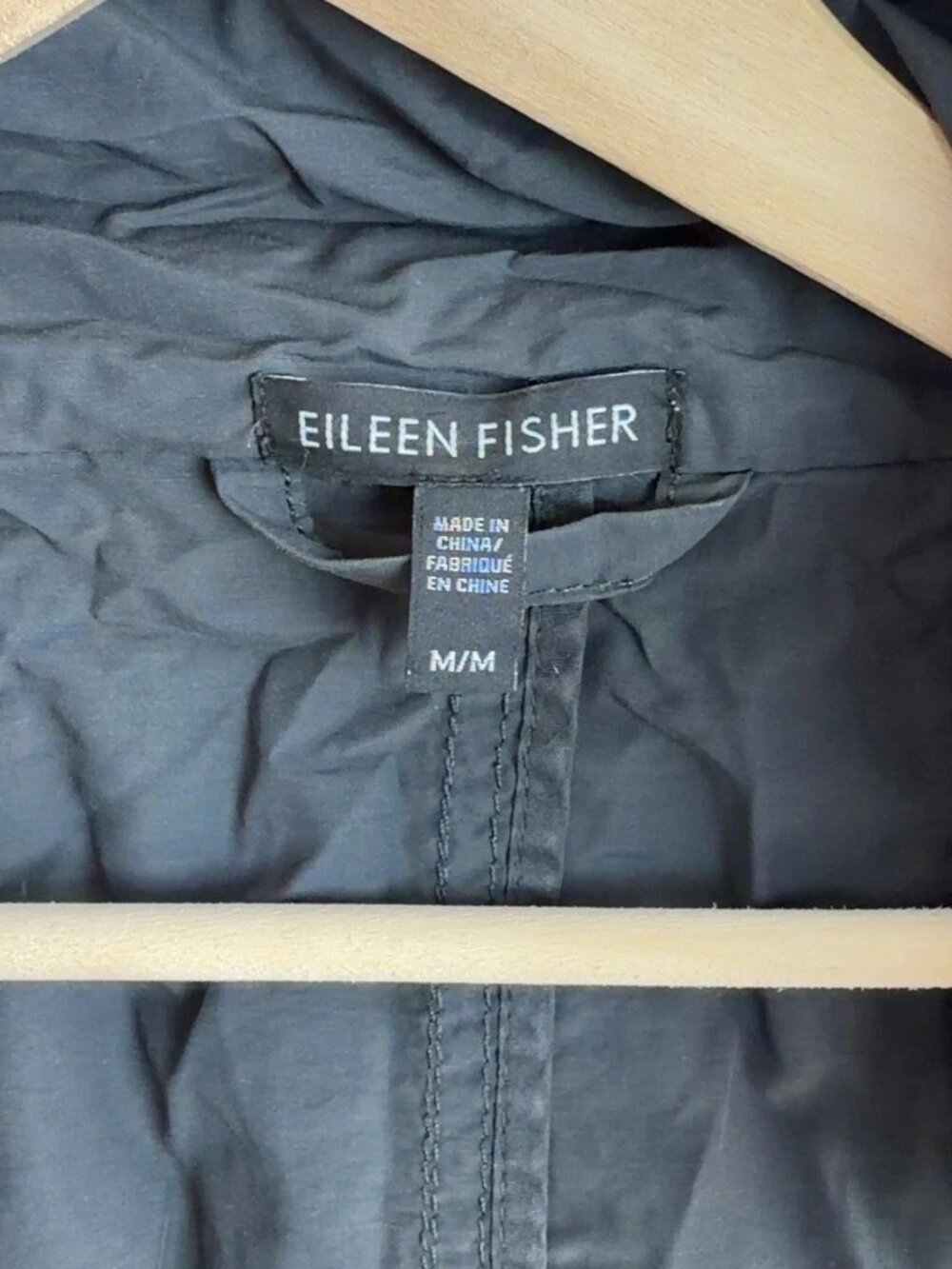 Eileen Fisher Gray Hooded Utility Jacket Organic Cotton Nylon Size Medium Womens - Picture 3 of 9